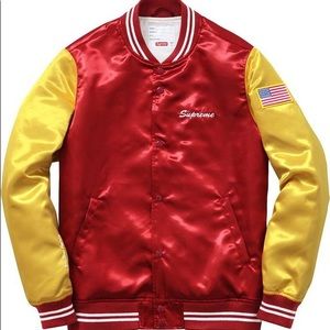Supreme satin club jacket bomber varsity maroon